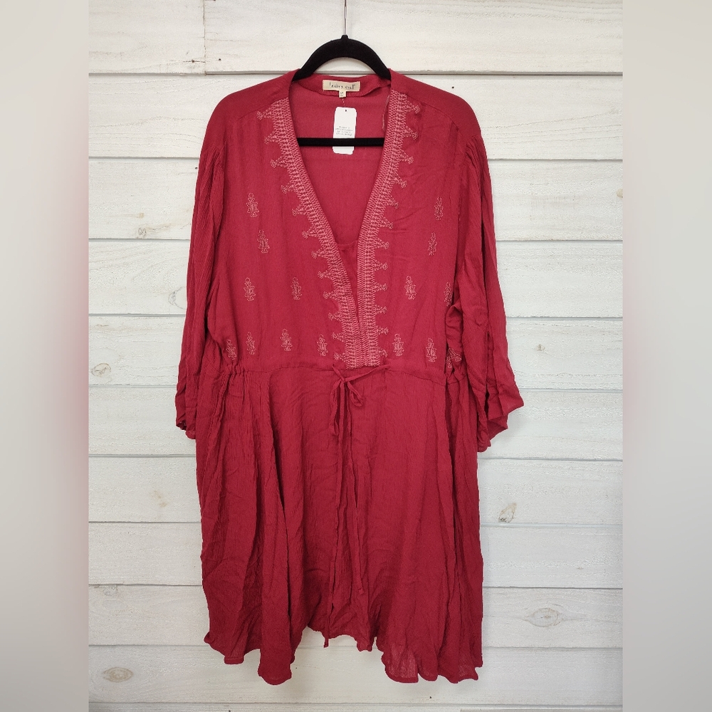 Indigo Soul Crinkle Neck Red Dress